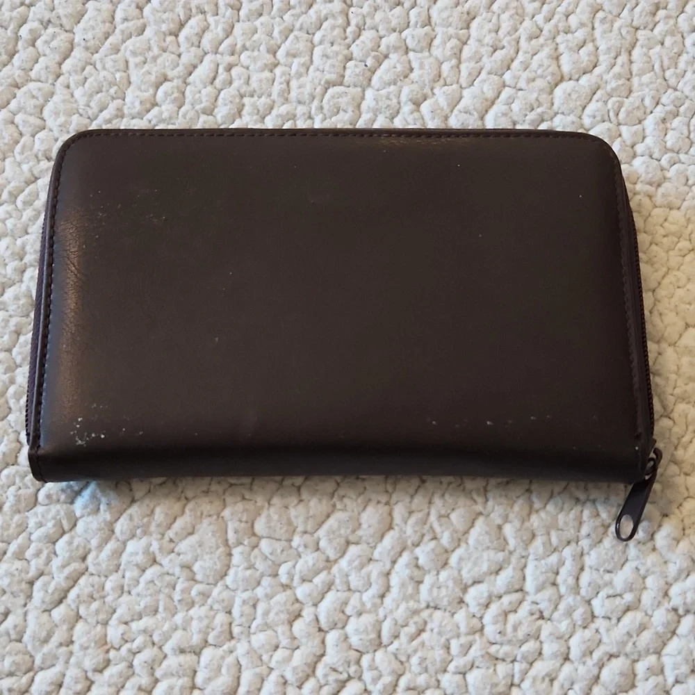 Collection Faux Leather Chocolate Brown Tab Compartment Wallet Minimalist